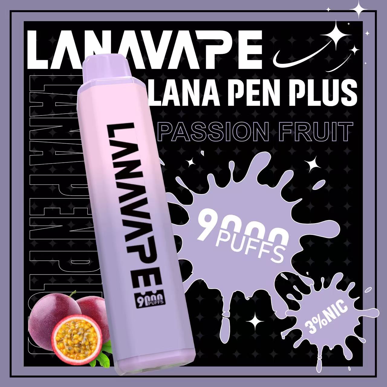 LANA Pen Plus 9000口發光一次性拋棄式電子煙百香果口味開箱，小七電子煙現貨供應，還原真實果酸爆汁感搭配Mesh網芯與650mAh可充電式Type-C，拒絕死甜大口數潮流口糧指南